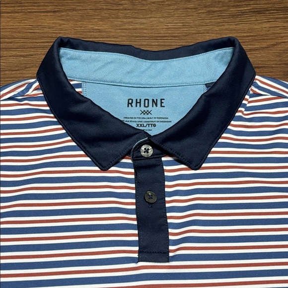 🔥🔥🔥Rhone Multicolor Striped Polo with Navy Accents Size: XXL🔥🔥🔥 - Picture 2 of 6